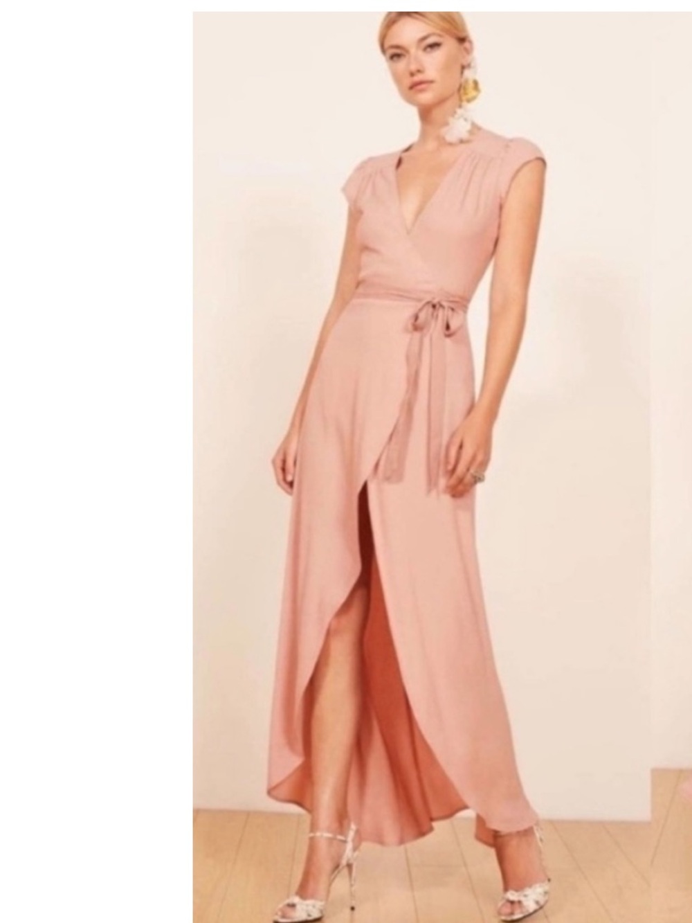 NWT REFORMATION Chamomile Wrap Maxi Dress Blush Pink Size Small